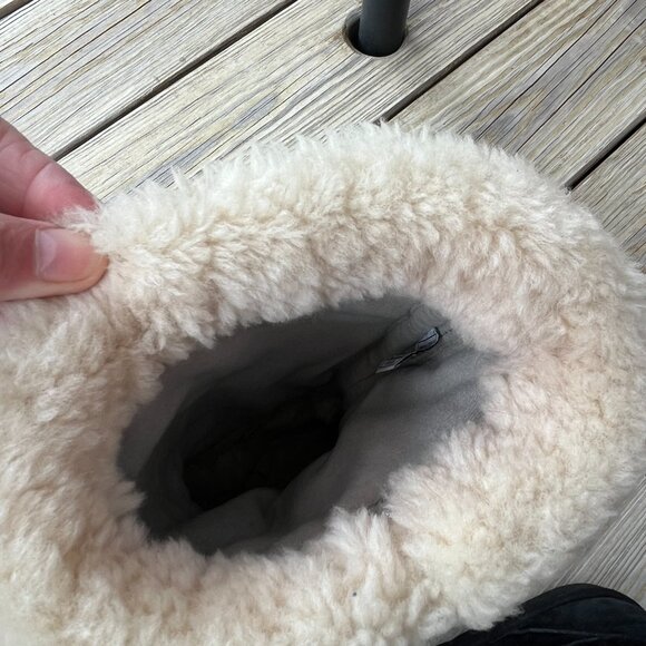 UGG Australia Boots Suburb Black Suede Crochet Knit, Size 7 - Picture 9 of 10